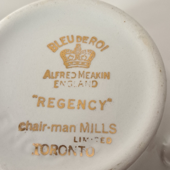 Meakin China Open Sugar Bowl & Creamer England Blue & Gold Hand Painted. - Picture 8 of 8